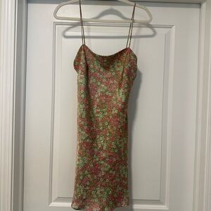 Dress Forum Green and Pink Floral Mini Dress